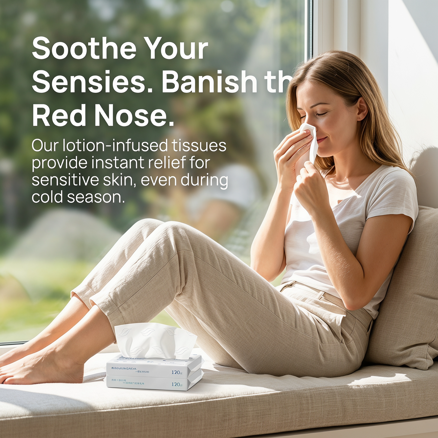 SKYTISUE Premium Moisturizing Facial Tissues, Ultra Soft Lotion Tissues, 3-Ply Hypoallergenic Skin Care Tissue, FSC Certified, 300 Sheets Travel & Home Bulk Pack