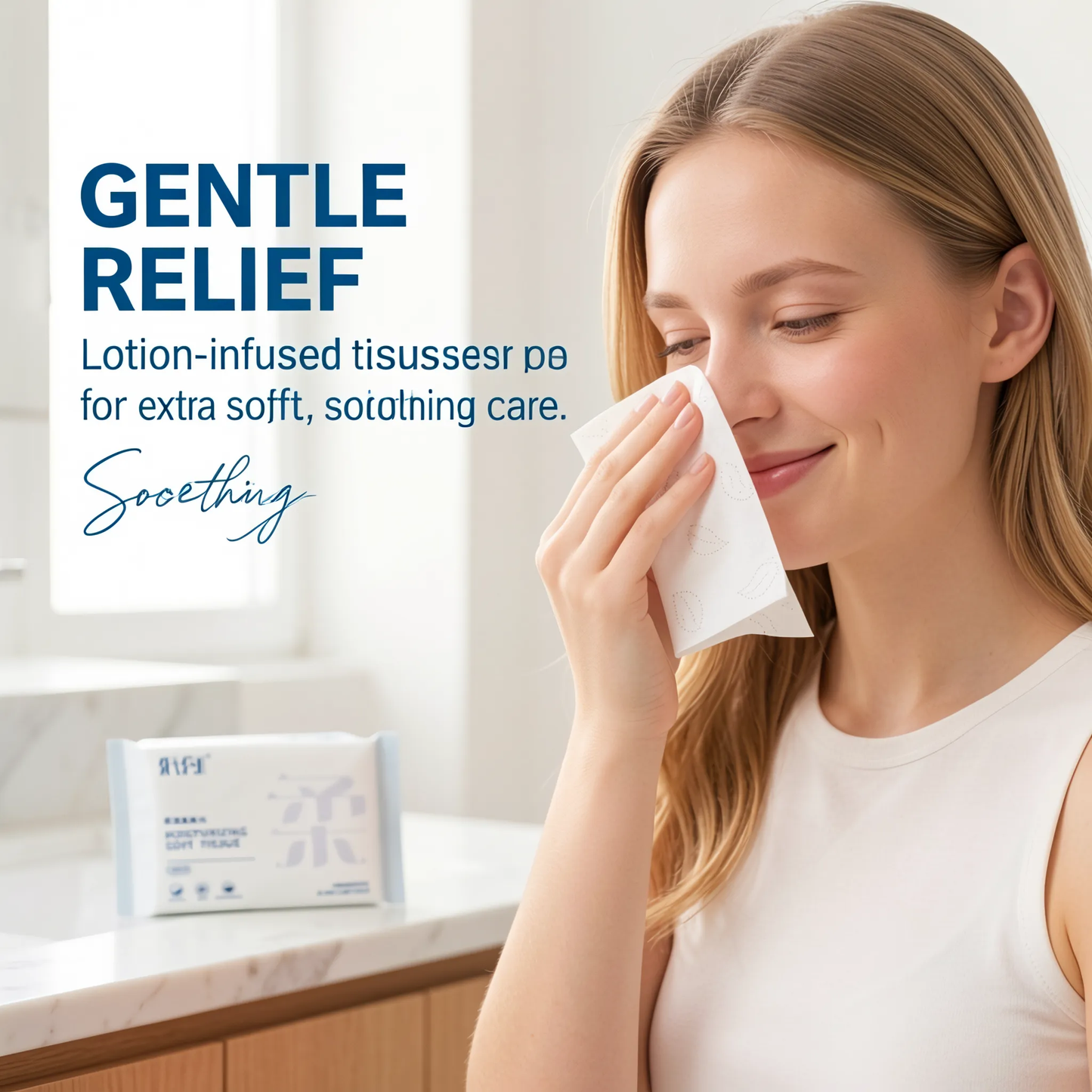 SKYTISUE Premium Moisturizing Facial Tissues, Ultra Soft Lotion Tissues, 3-Ply Hypoallergenic Skin Care Tissue, FSC Certified, 300 Sheets Travel & Home Bulk Pack