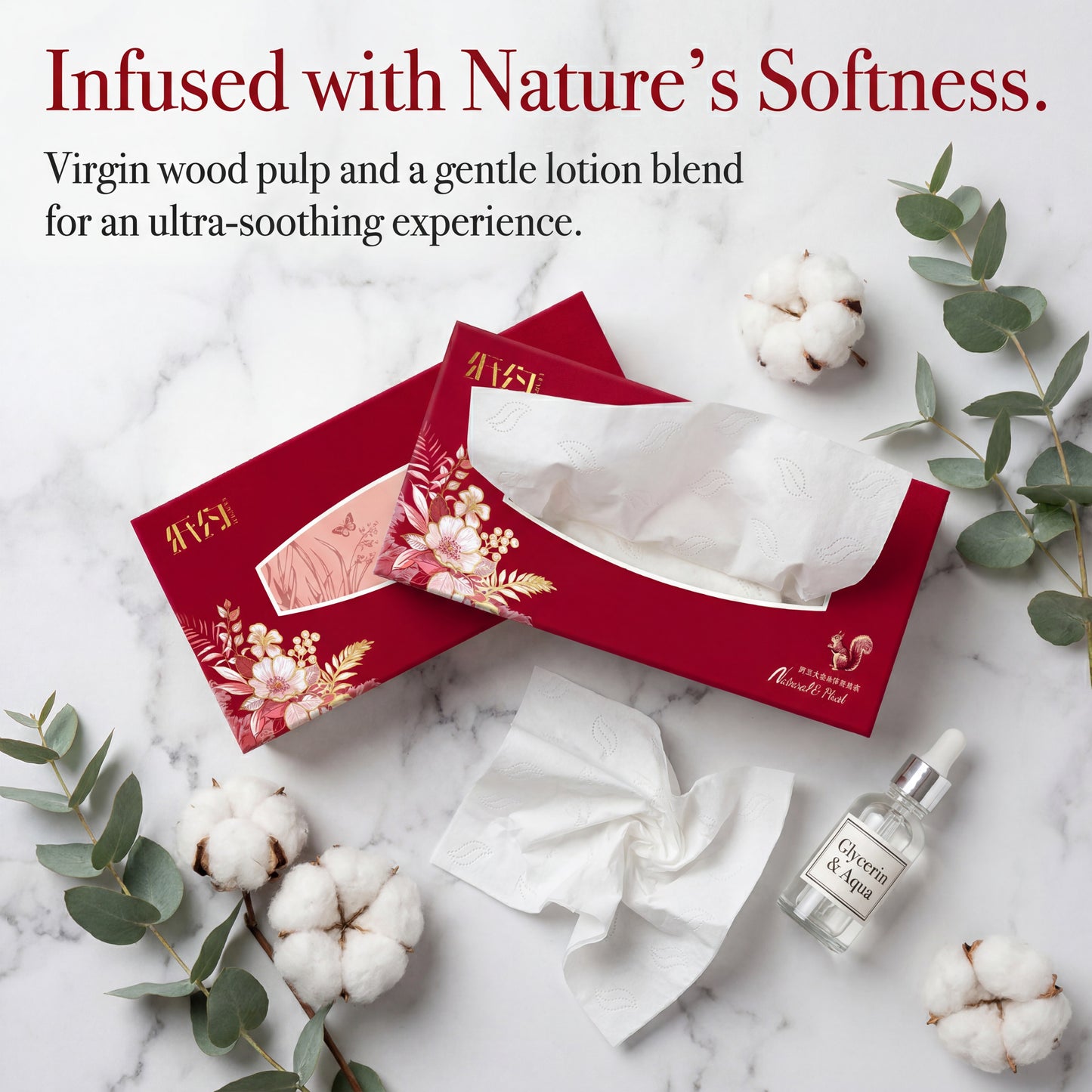 SKYTISUE Premium Lotion Tissue Box Sheets for Colds and Runny Noses 3-Ply Lotion Facial Tissues Made with Virgin Wood Pulp