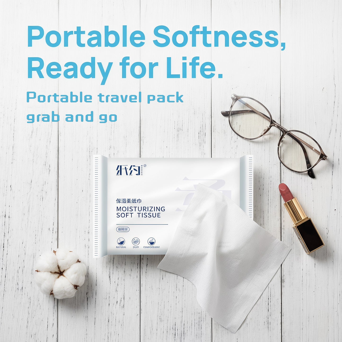 SKYTISUE Premium Moisturizing Facial Tissues, Ultra Soft Lotion Tissues, 3-Ply Hypoallergenic Skin Care Tissue, FSC Certified, 300 Sheets Travel & Home Bulk Pack